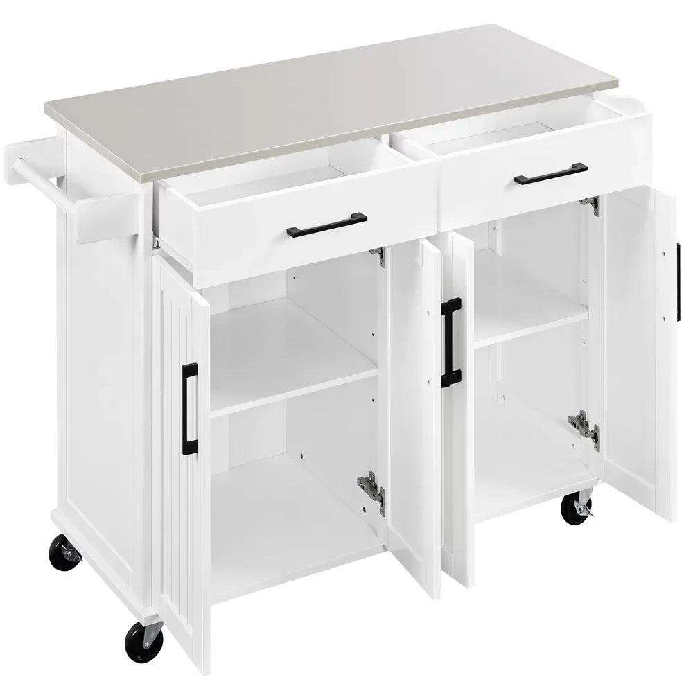 Yaheetech & Towel Kitchen White Rack, Bar Drawers with Cabinets Storage & Spice Island &
