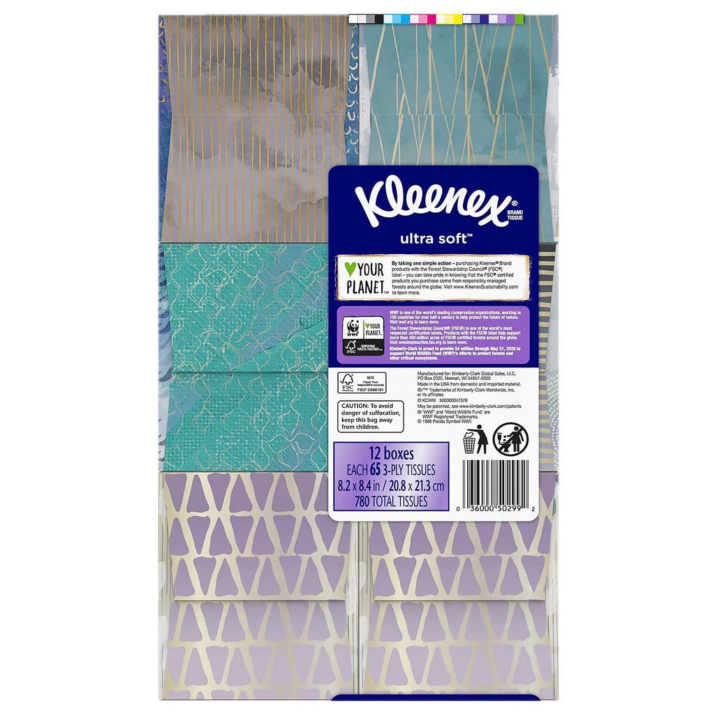 Kleenex tissues) Boxes Cube Pack, - Soft Facial (12 65 Tissues Ultra