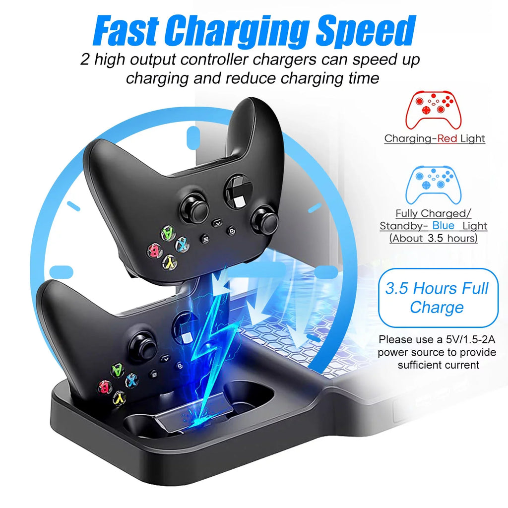 Xbox with Series Slots EEEkit Controller Station for Fit Xbox Fans, S/X Stand Fit Charging USB for Vertical Dual 3 with 2 11 X/S Game Dock Fast Series Cooling Ports, Disc