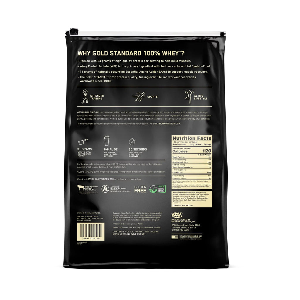 lb, Optimum Gold Standard Ice Whey 100% Servings 146 Nutrition, Protein Powder, Vanilla Cream, 9.98
