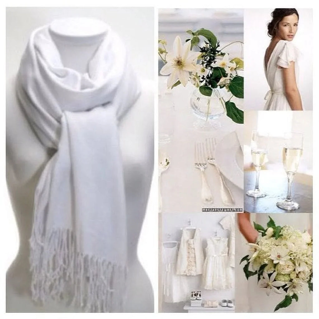 (White) Pashmina Wrap, Shawl Bridesmaid Bridal Shawl, Shawl, Set 10 Wedding Scarf of