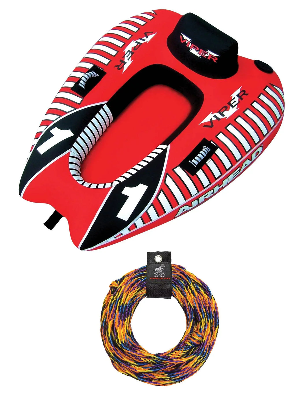 Tube AHVI-F1 Cockpit Inflatable Towable Rider AIRHEAD 1 Tow Rope Viper w/ Single