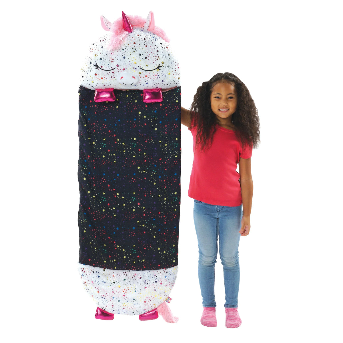 Happy One, Sleeping in Unicorn Pillow Nappers Plush and Toy Sack