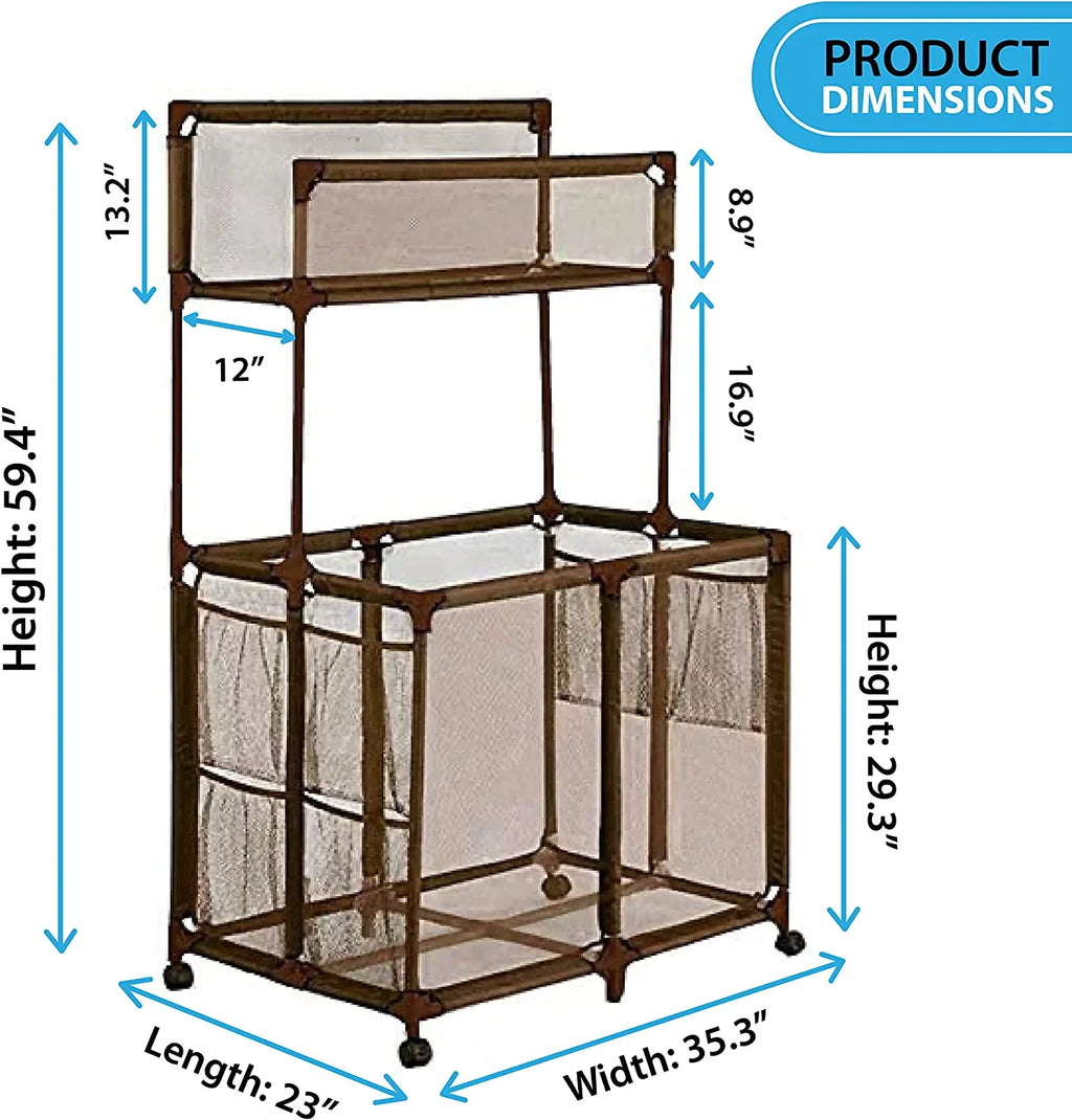 Pool Yours Decker Noodle Brown Mesh x Equipment (23" Toys, 59.4" W - Bin, Noodles, Organizer with Large L H), Holder Essentially 35.3" Rolling Floats Storage Rack, and Double Balls x