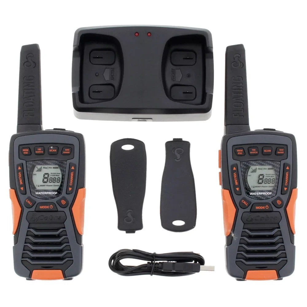 Adults Channels, Range Walkie CAMO (2-Pack) Radio Floats, 37-Mile Rechargeable, Waterproof ACXT1035R 22 Two-Way FLT Talkies - Cobra Set for Long