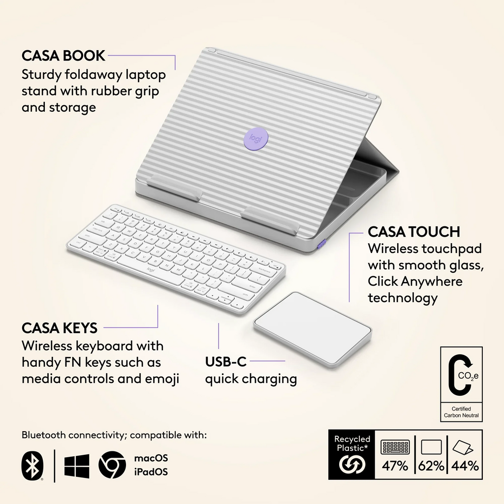 Touchpad, Laptop/MacBook Kit - Stand, Casa with Work Windows, Wireless Desk macOS, Charging, Pop USB (10? Up & Nordic - From Laptop Logitech Bluetooth, Home Keyboard to Calm C for 17?) ChromeOS