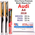 (Set of 3) w/Rear A4 2018 Performance Wiper Wipers Beam Audi