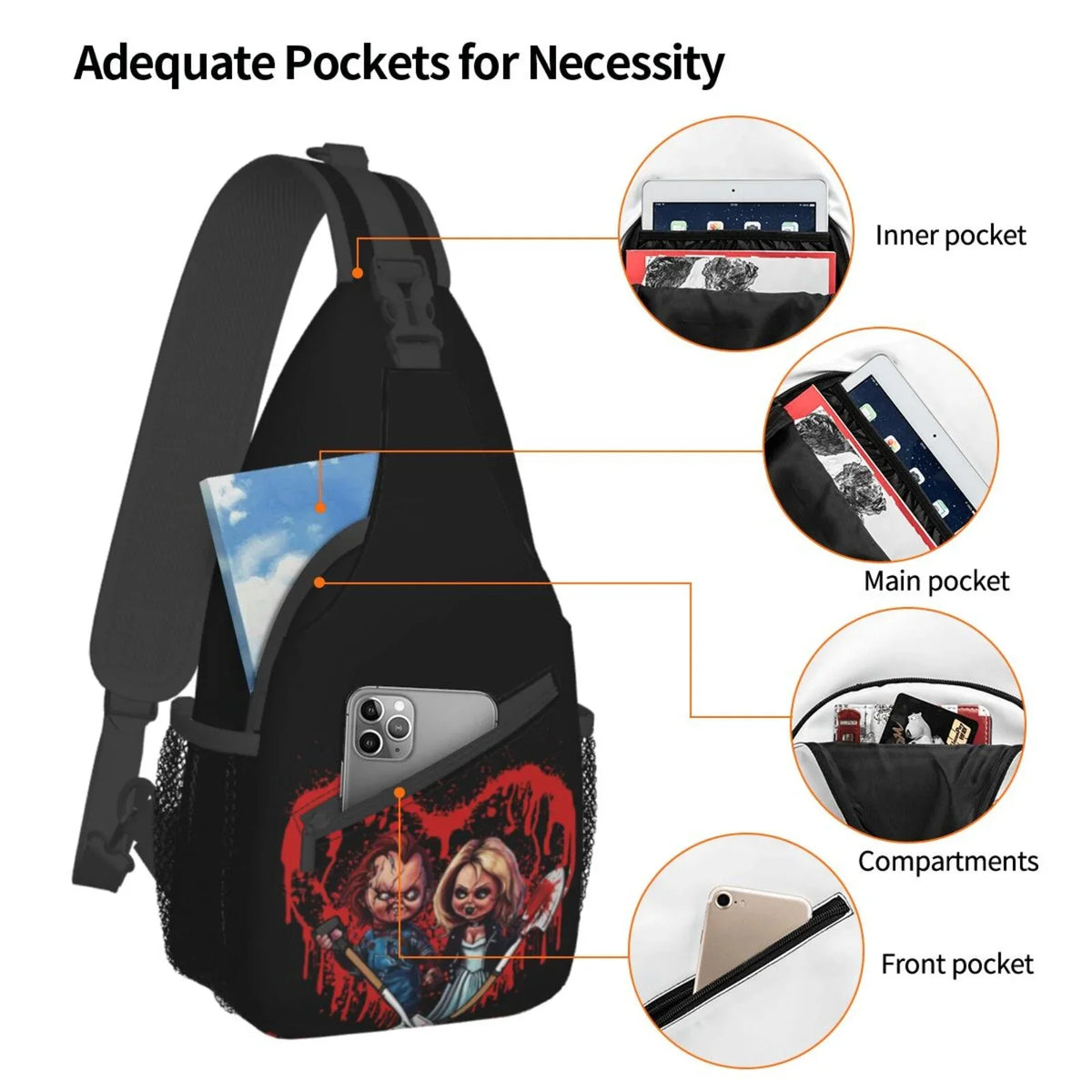 Bags Hiking Unisex Of Travel Crossbody Chucky Men Gifts Bag Backpack Shoulder Sling Women Play Bride For Daypack Chest