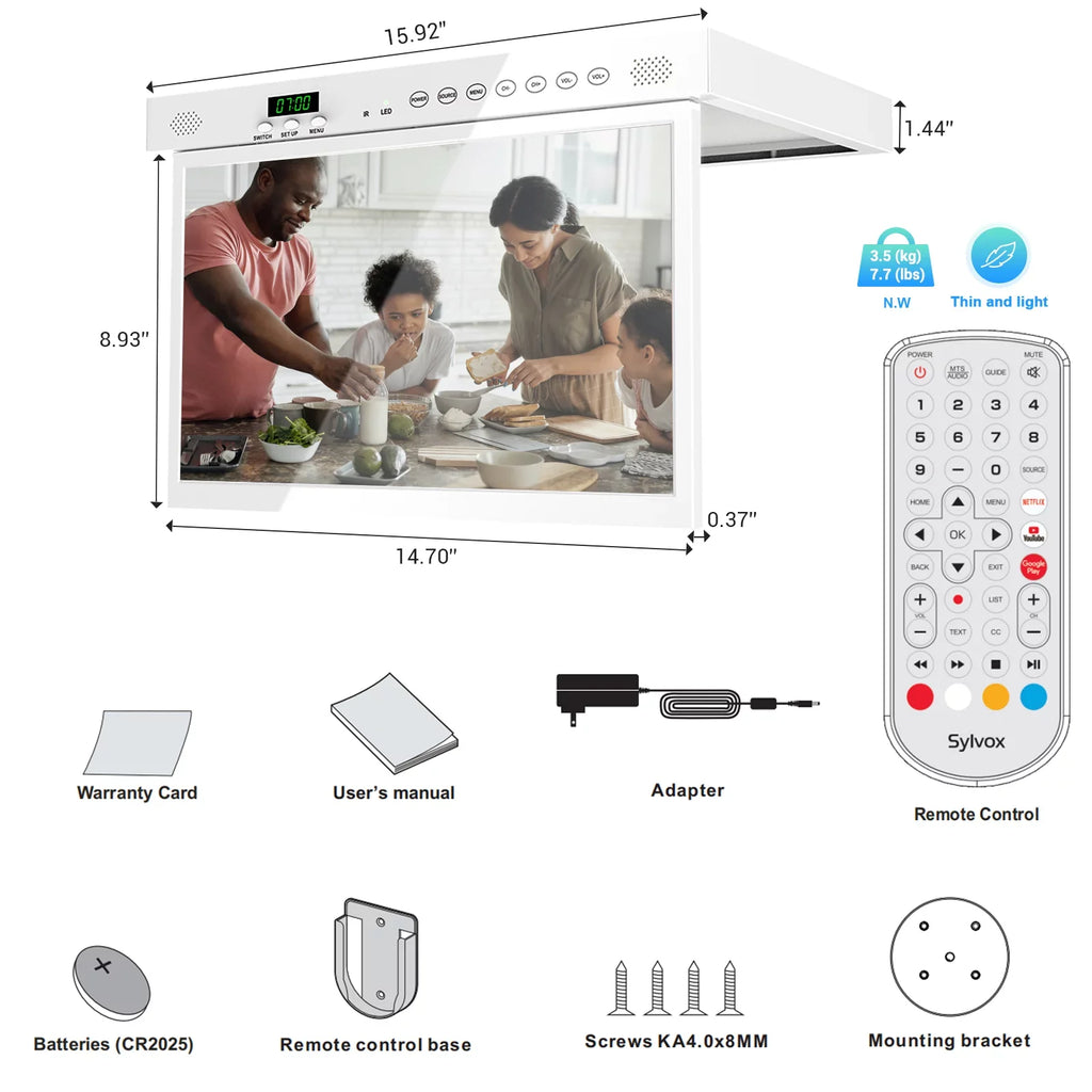 Sylvox Under 11.0 Foldable Kitchen Supports Flap Android Cabinet Bluetooth WiFi 15.6" TV down Smart TV Timing TV