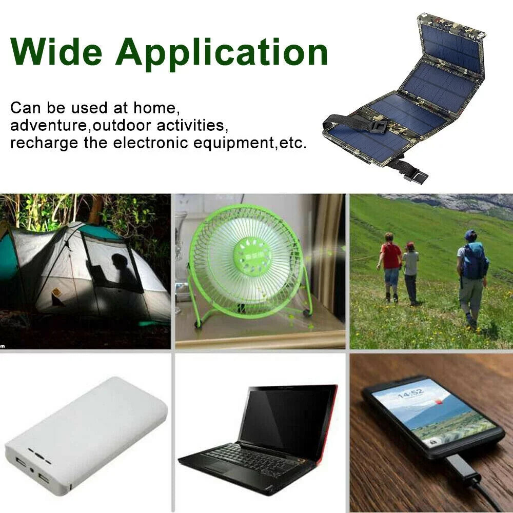 USB 80W Folding Camping Charger Panel Bank Paddsun Power USA Phone Hiking Solar Outdoor