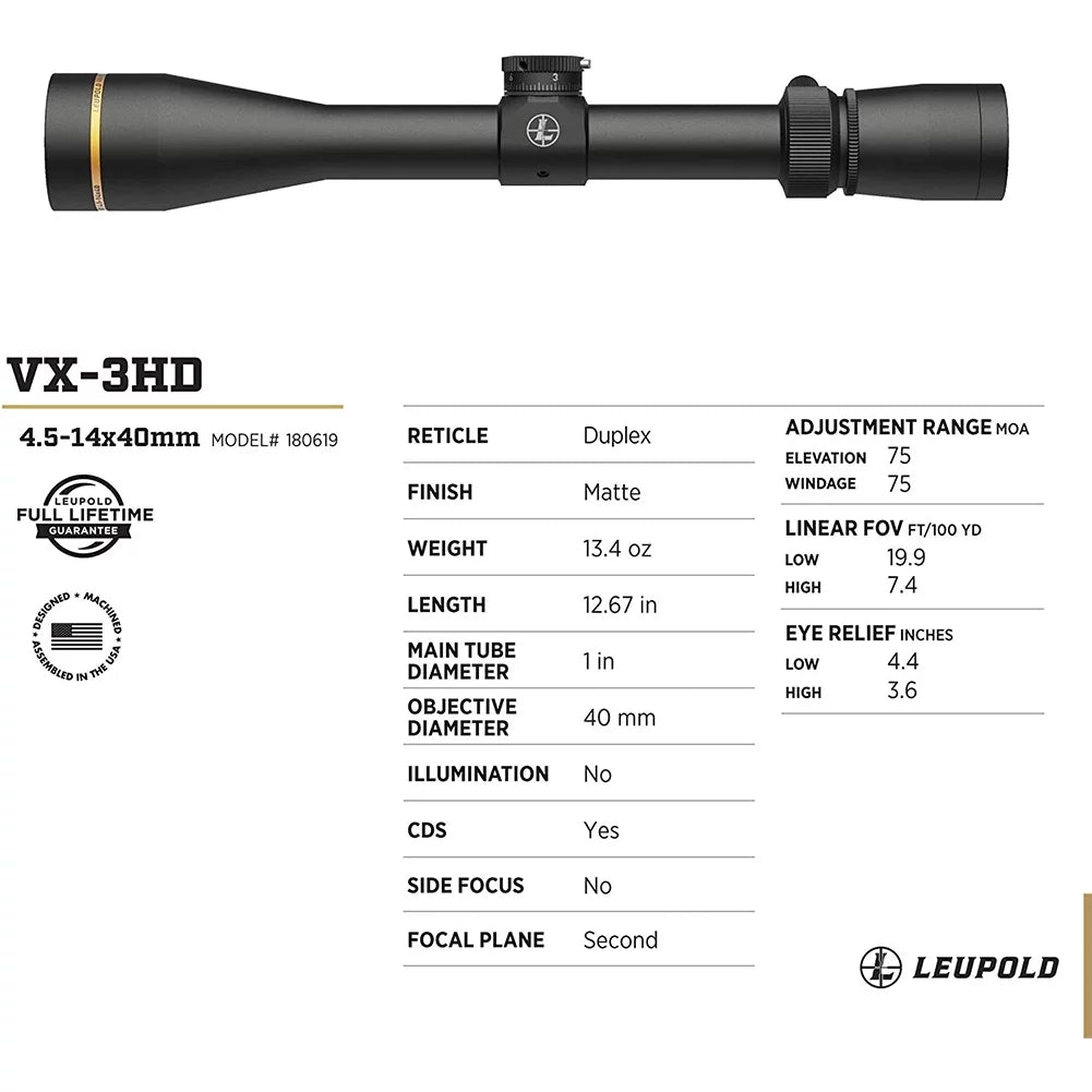 Duplex (180619) Riflescope VX-3HD 1in CDS-ZL 4.5-14x40 LEUPOLD