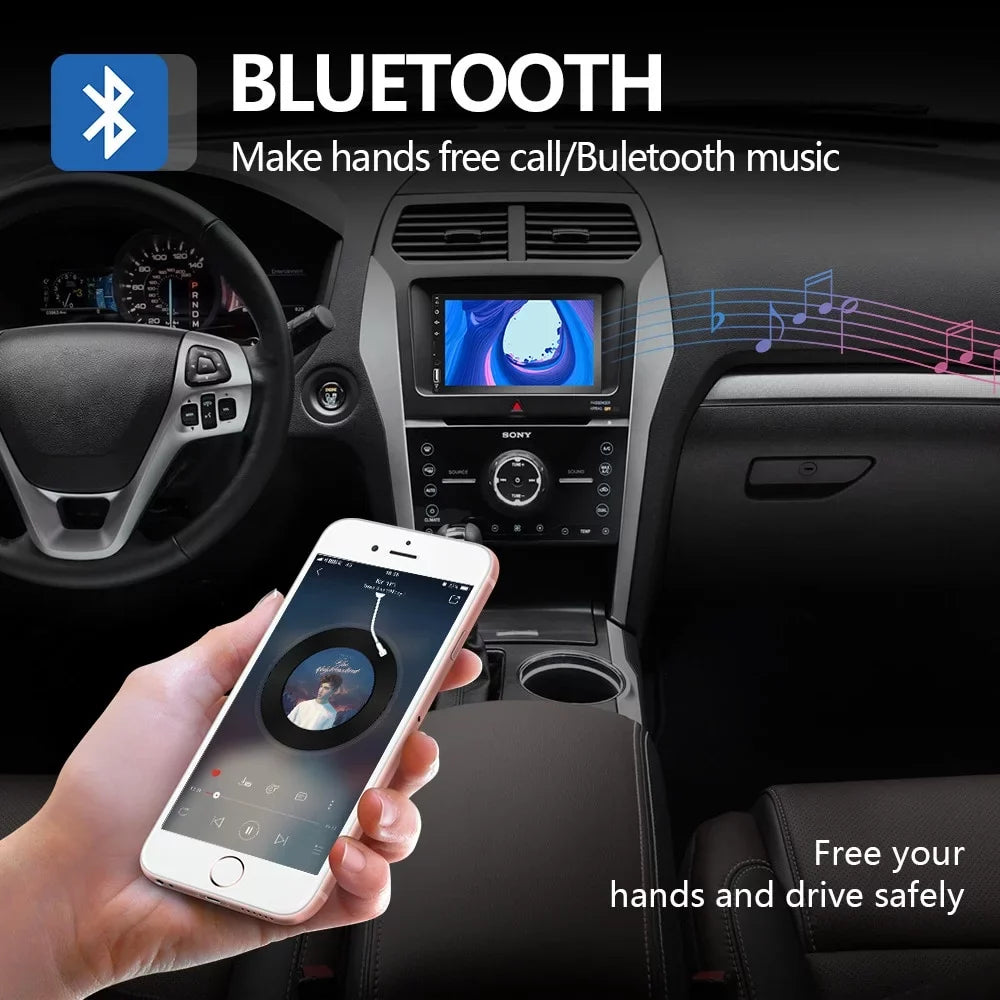 Car Touch Camera/Android 2 Screen Car for Player Din MP5 Stereo Auto/Autoradio/IOS/Bluetooth/USB/TF 7" View Rear Play with Multimedia