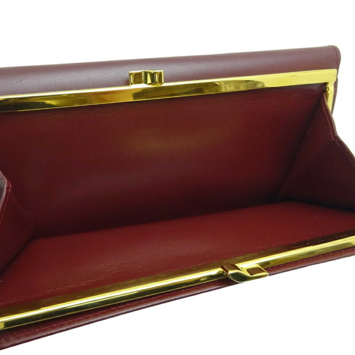 (Good) Cartier Bordeaux Women's Mastline (Red) Wallet Pre-Owned Long Leather