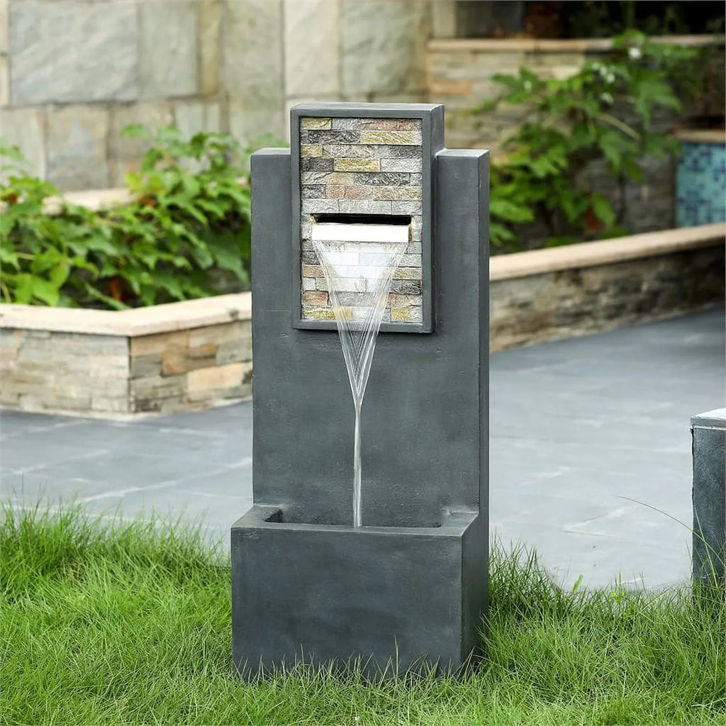 Jeco Light with LED & Fountain Texture FCL186 Finish Rock in. Contemporary 32