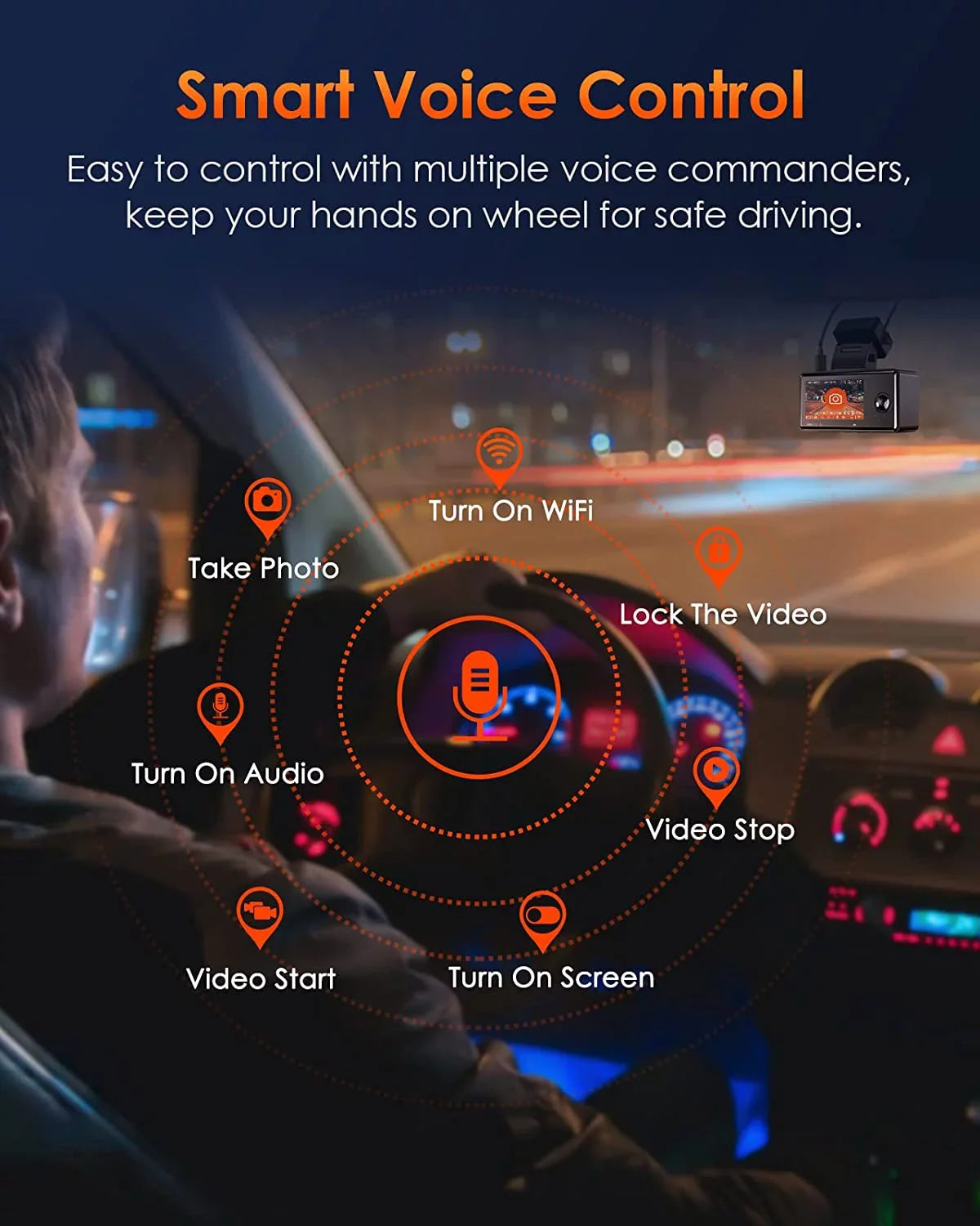 Voice Channel Dash GPS Triple Inside, Front WiFi 512GB 2.5K E3 Rear Control, Max Way and 24 Dash Support 3 3 Vision, STARVIS Hours Parking Night Cam Camera Vantrue IR 1944P+1080P+1080P with Mode,