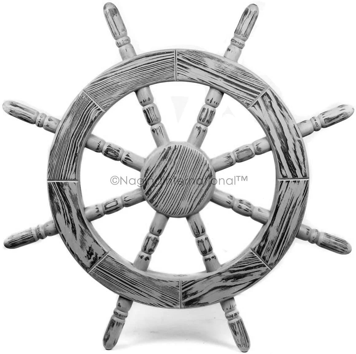 Handcrafted Black) Nautical Rustic International Nagina Antique Wall Decor Decor Pine Inches, Ship Wheel (36 | Exclusive Junky Maritime Wall Beautiful