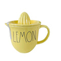 Set Rae Black Dunn with LL Yellow Ceramic Piece Kitchen LEMON 2 Letters Juicer