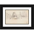 Matted Double Museum Titled Canoe Men Winslow - Black Print Two Homer Art a in Framed Wood (1897) Ornate 18x12