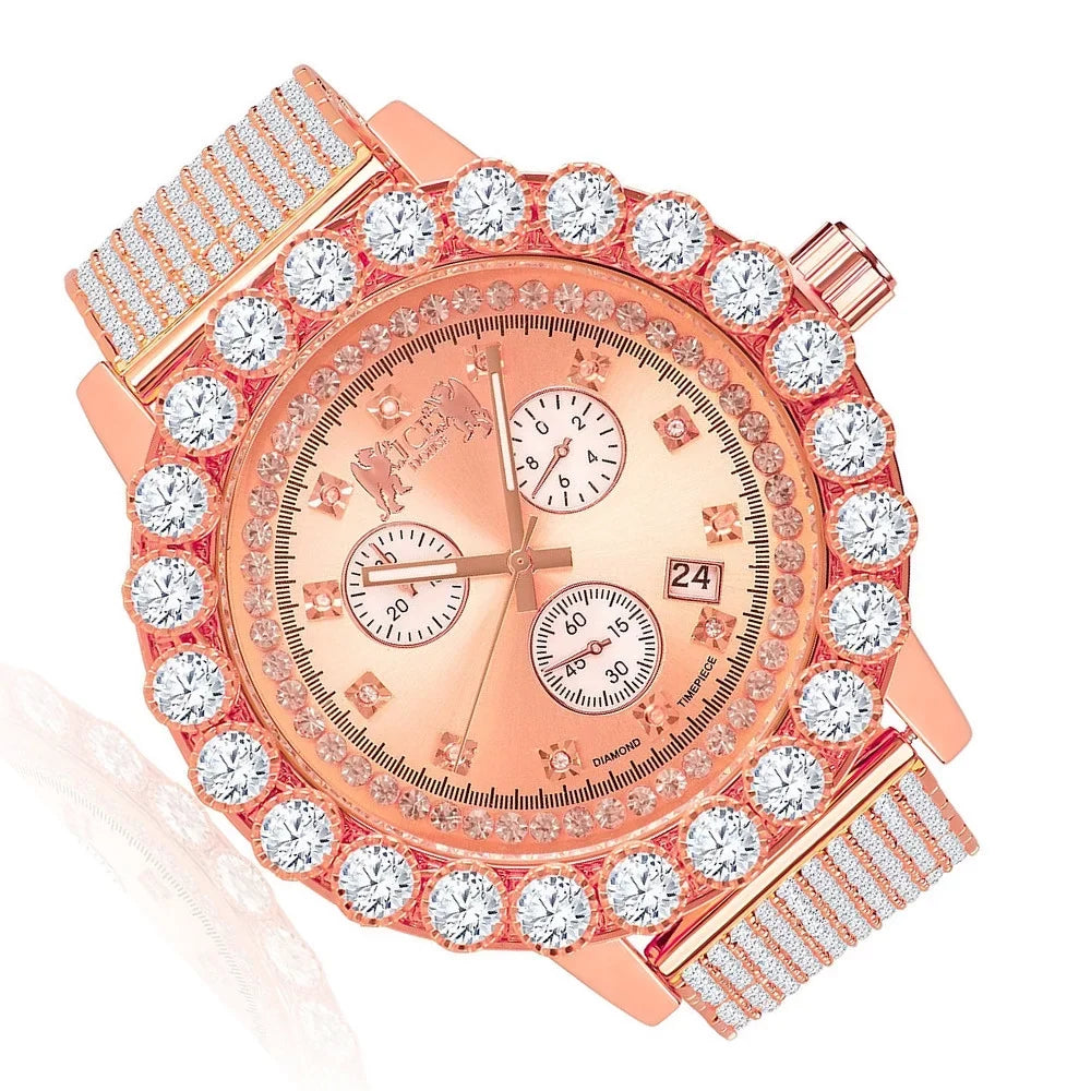 Rose Gold Diamonds Piece Function W/Date Celebrity Rodeo Tone Inspired Iced Watch Exclusive Jo Custom Lab Khronos Time Out