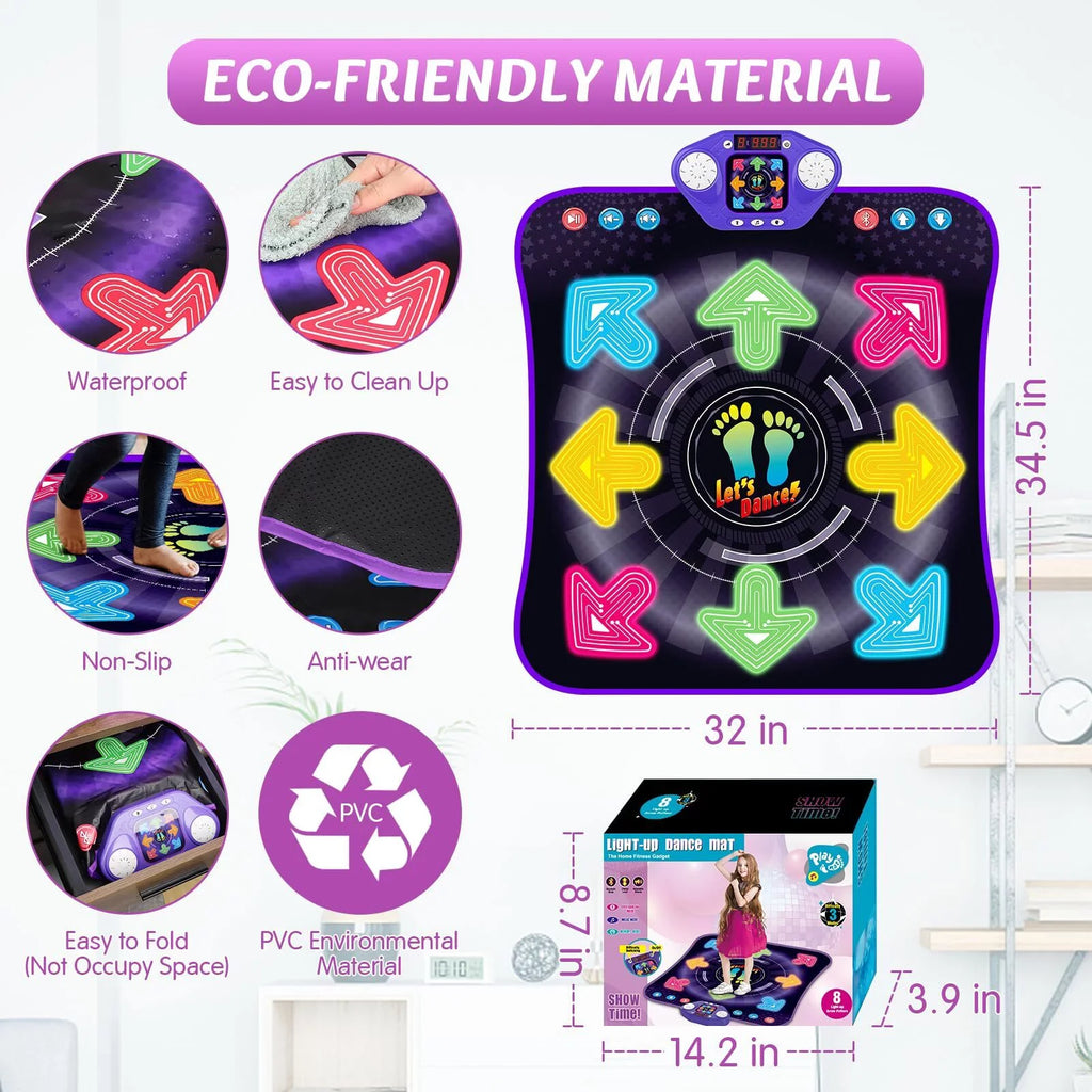 for Easter Light 5 9 Year Year 3 Game Kids, 4 Modes, PAFOLO Dance Pad Mat & Dance with Wireless Xmas Music 8-Buttons 6 Boy 5 Old 8 Girls Bluetooth, Old 3-12 Gifts for Toy Up Toys with Dance 7 10+