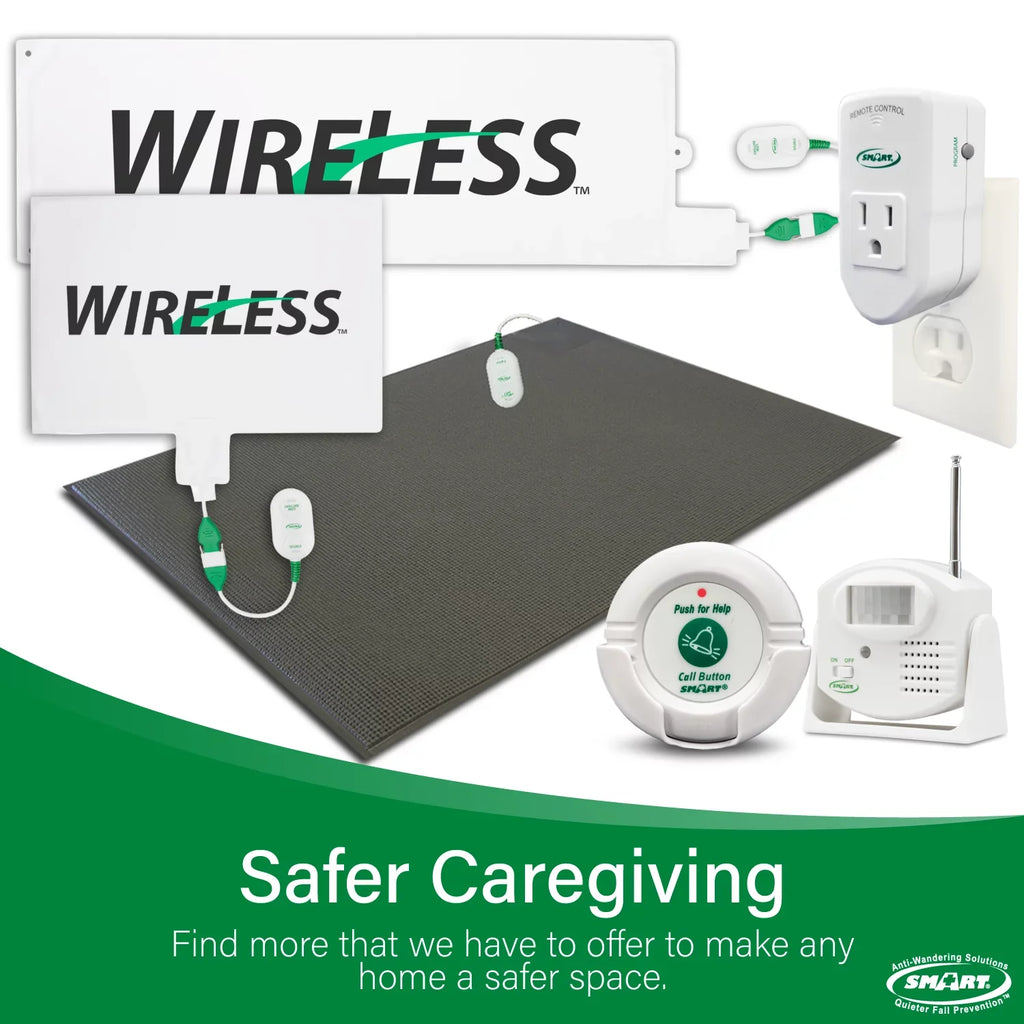 Wireless Caregiver with Prevention | with x 10" Pager System Smart Sensor Alarm | to Caregiver Cordless for Fall 300' Sensor Chair Chair Alarm up 15" and for Chair Weight Alerts Range Pressure Alarm