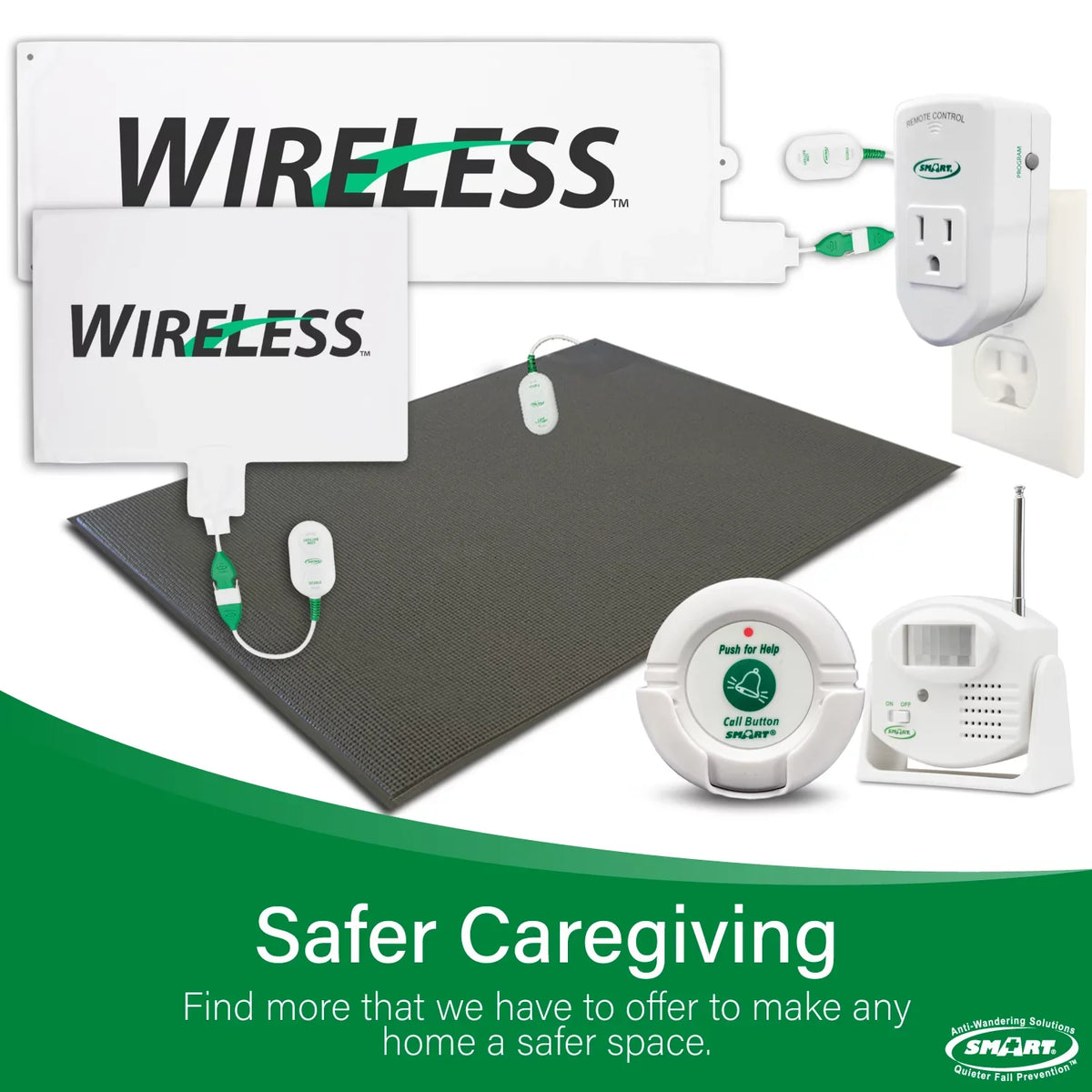 Wireless Caregiver with Prevention | with x 10" Pager System Smart Sensor Alarm | to Caregiver Cordless for Fall 300' Sensor Chair Chair Alarm up 15" and for Chair Weight Alerts Range Pressure Alarm