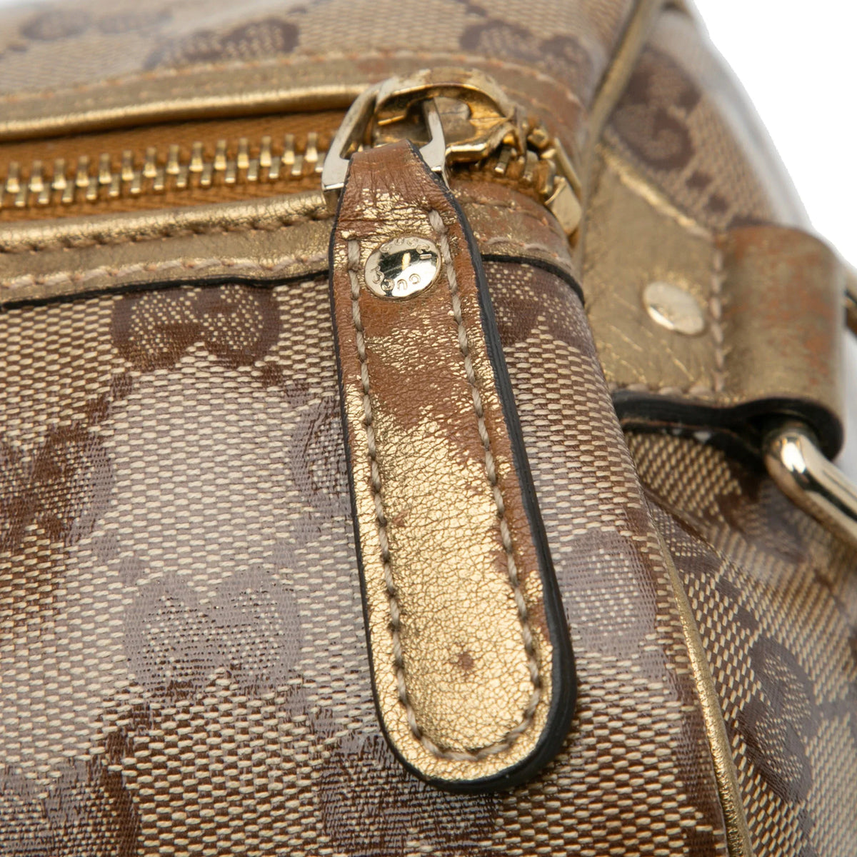 (Fair) Canvas Authenticated Fabric Coated GG Gucci Pre-Owned Unisex Satchel Brown Joy Crystal