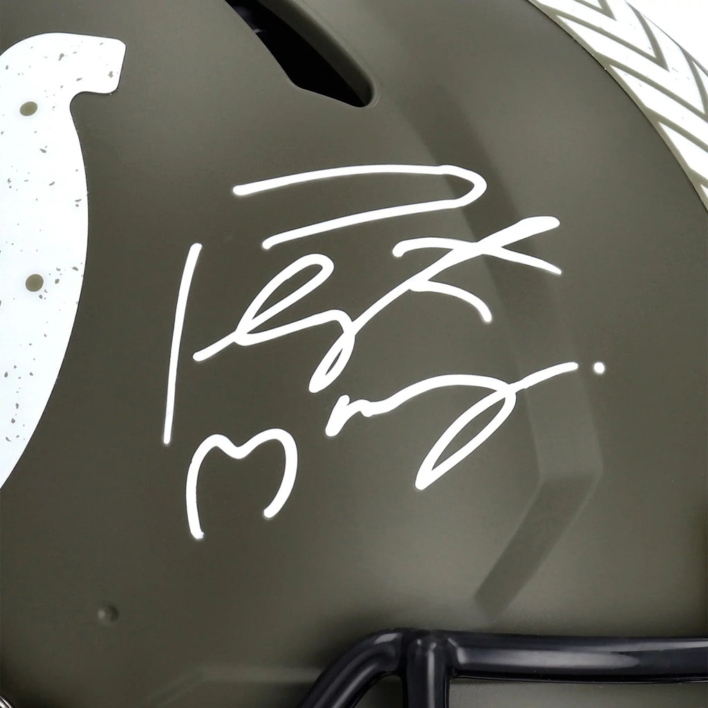 Riddell Manning Helmet Indianapolis 2022 Autographed Authentic Salute Service Colts to Speed Peyton