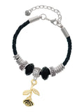 Knot Stemmed Wife Bracelet, Rose Leather Goldtone Jewelry Delight Celtic Extender Bead 7"+2"