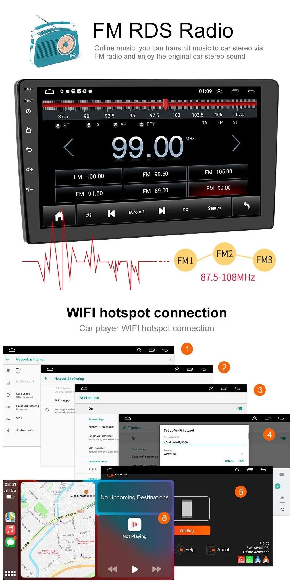 Bluetooth Honda 10.1" GPS For 2 2005 Touch Radio 2004 Din 12 Accord Android Screen 2007 2006 Car 2+32GB Stereo Unit Head Carplay Double Navigation 2003