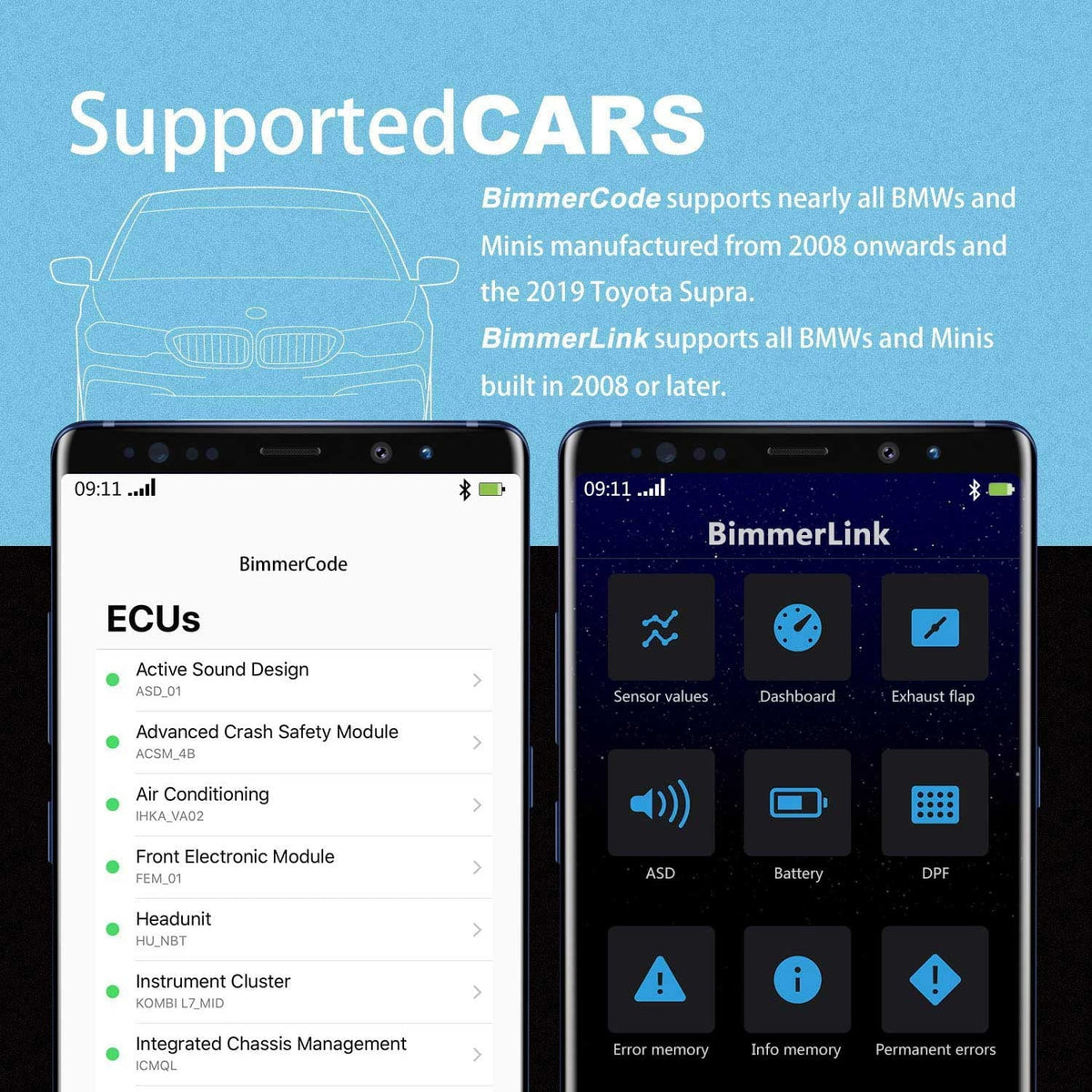 BMW/Mini, with BimmerCode, OBD2 Tool Features Hidden in II Diagnostic OBD Android Windows Scanner Work vLinker Unlock Diagnostic Vgate BM Tool for Bimmercode Car and Bluetooth