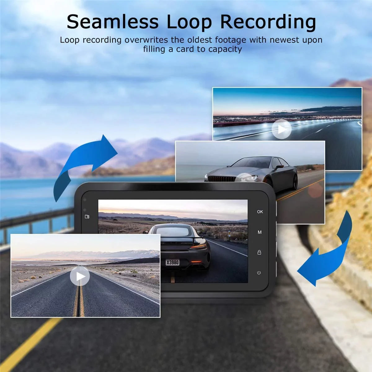Angle Cam Wide LCD Dash 170 Dashboard HD WDR 3.0" 1080P Display with Video G-Sensor DVR Cars Camera Car for Night Vision Full Dashcam Recorder in Car ORSKEY Camera