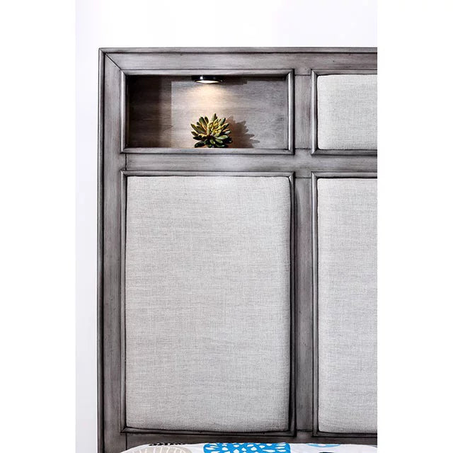 1pc Bed Eastern Transitional Finish Gray Bedroom King Furniture Size Style