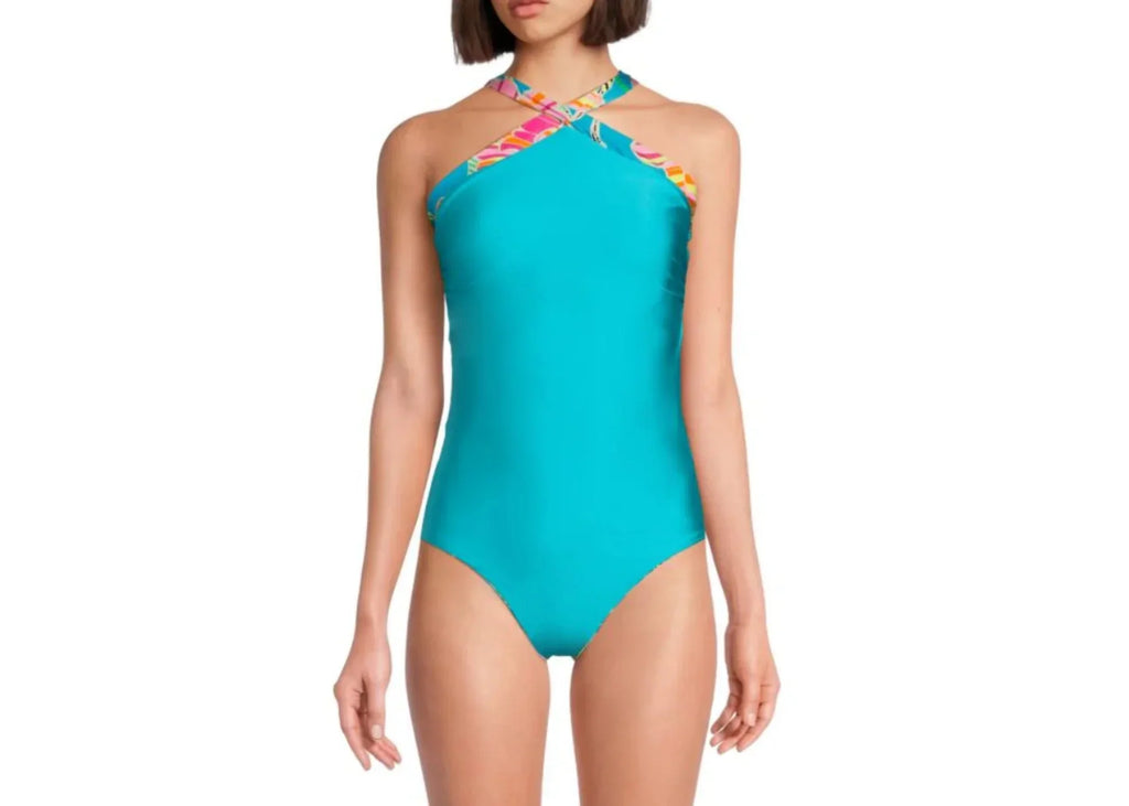 Turk Reversible Halterneck One-Piece Reversible Swimsuit Trina Nylon Womens