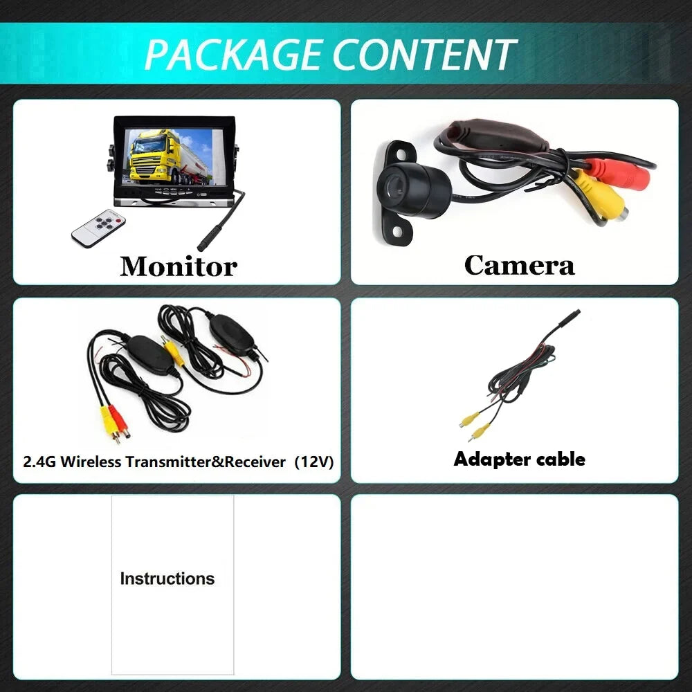 7inch Car Vision Parking Wireless Monitor Backup System Rear HD View + Night Camera