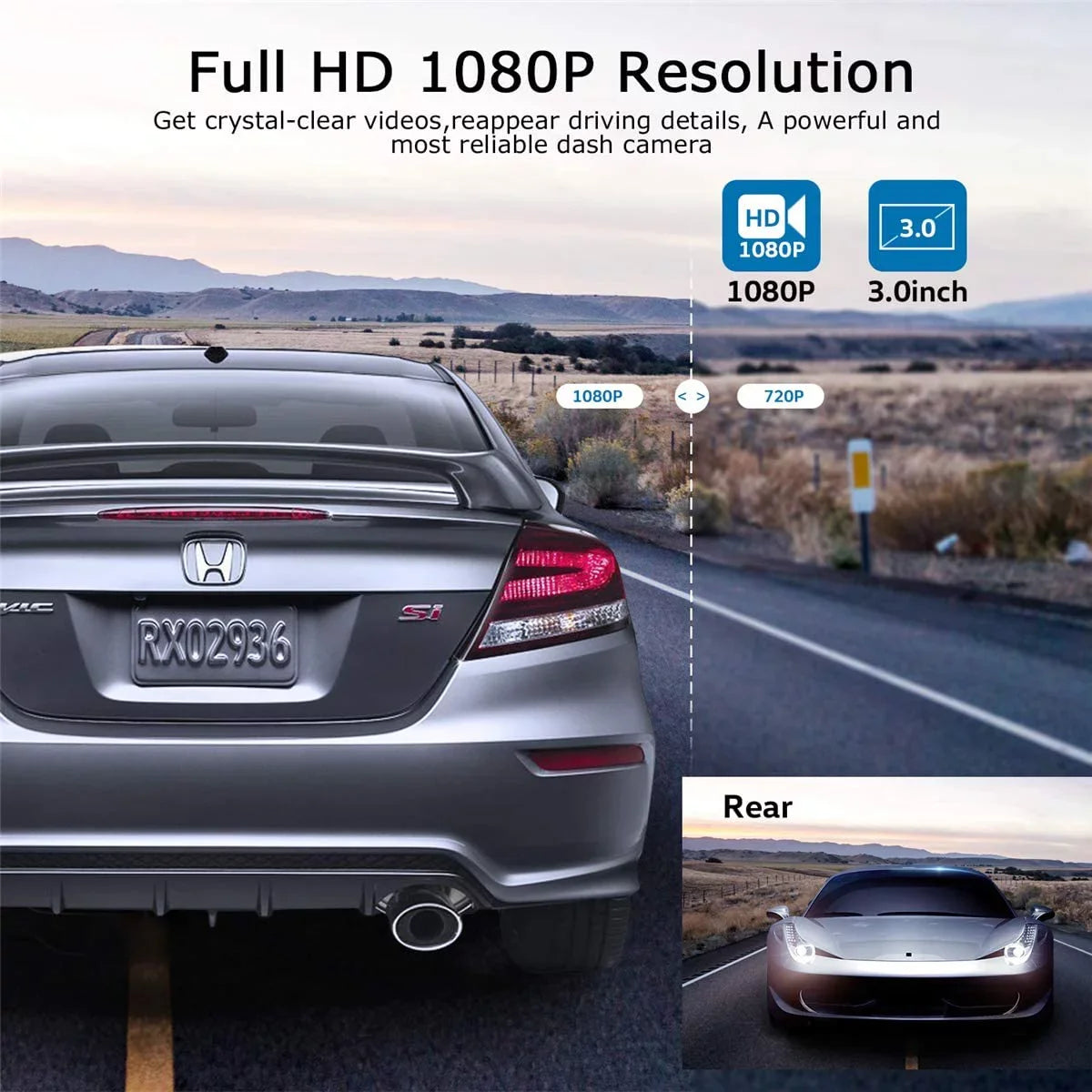 Angle Cam Wide LCD Dash 170 Dashboard HD WDR 3.0" 1080P Display with Video G-Sensor DVR Cars Camera Car for Night Vision Full Dashcam Recorder in Car ORSKEY Camera