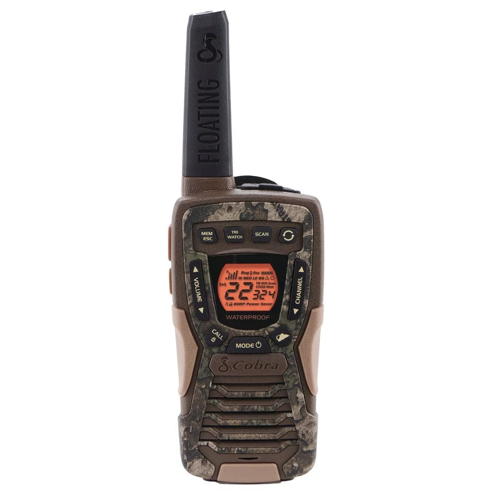 Adults Channels, Range Walkie CAMO (2-Pack) Radio Floats, 37-Mile Rechargeable, Waterproof ACXT1035R 22 Two-Way FLT Talkies - Cobra Set for Long