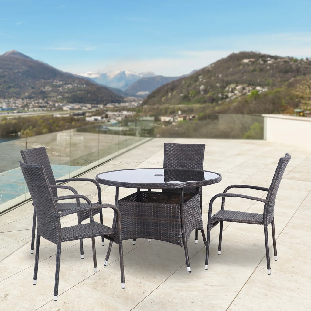 Resin Brown Wicker Patio 5-Piece Northlight Dining Set Venice Outdoor Woven