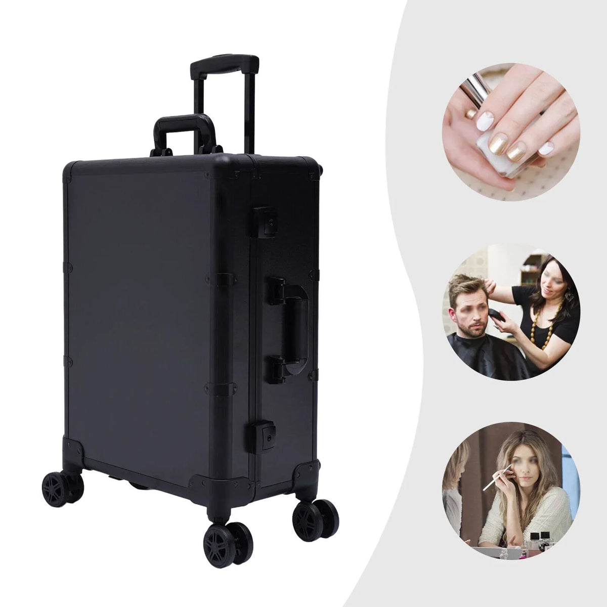 with DENEST Travel Makeup Box Rolling Case Organizer Train Key Cosmetic Trolley Luggage
