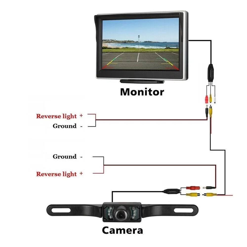 5" HD Camera Wireless Parking System View Rear Backup Piece 1 Vision Car Night Monitor with