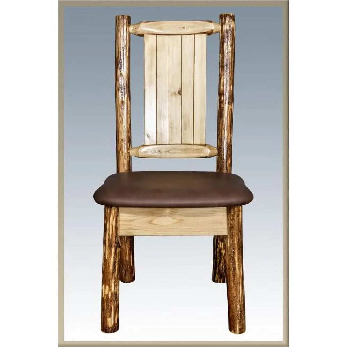 Upholstery Tree Laser Chair Country with Design Glacier Pine Side - Engraved Saddle