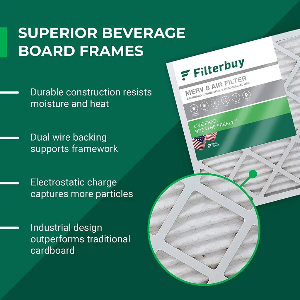 8 Pleated (4-Pack) Filters Filterbuy MERV AC HVAC Air Furnace 12x27x1