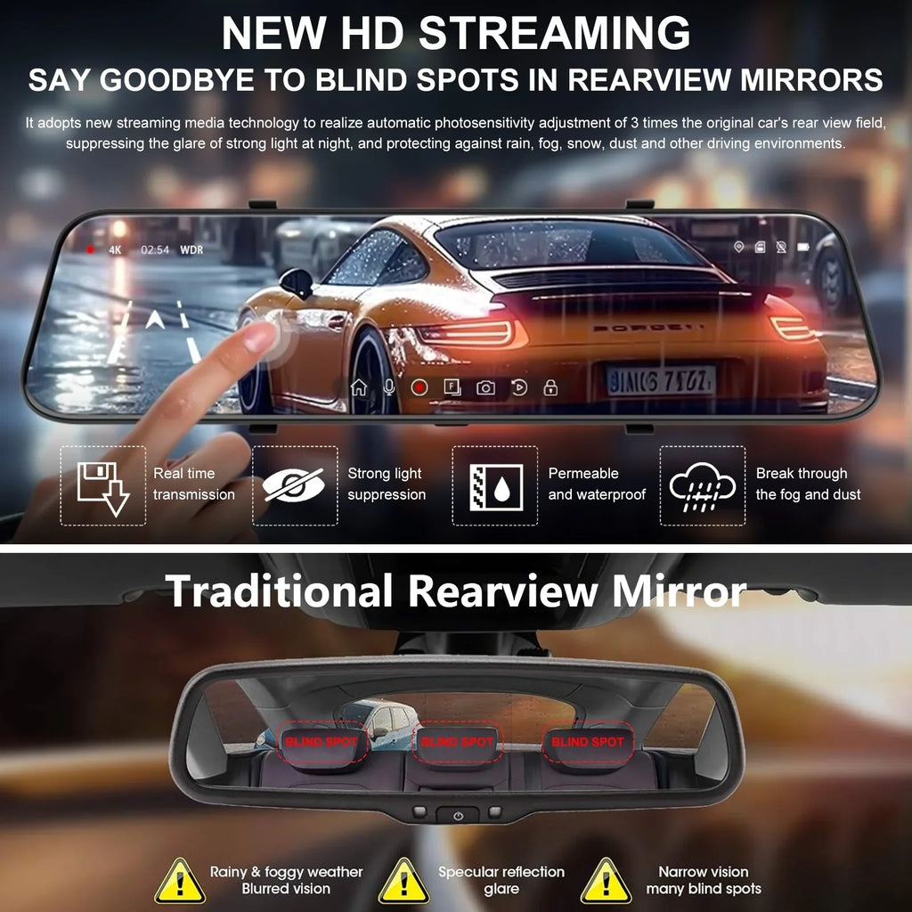 Dash Dash Cars, WDR, Parking Angle, Cam Vision, 32GB Full 1080P Card, Screen Mode Rear, IPS for Night Front Camera 10Inch HD 170°Wide 24H Free