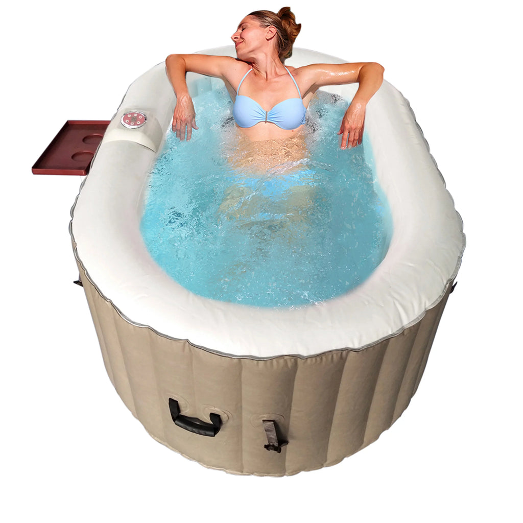 with Inflatable Tub Hot 2 145 Person Jetted Gallon Brown Cover ALEKO Oval