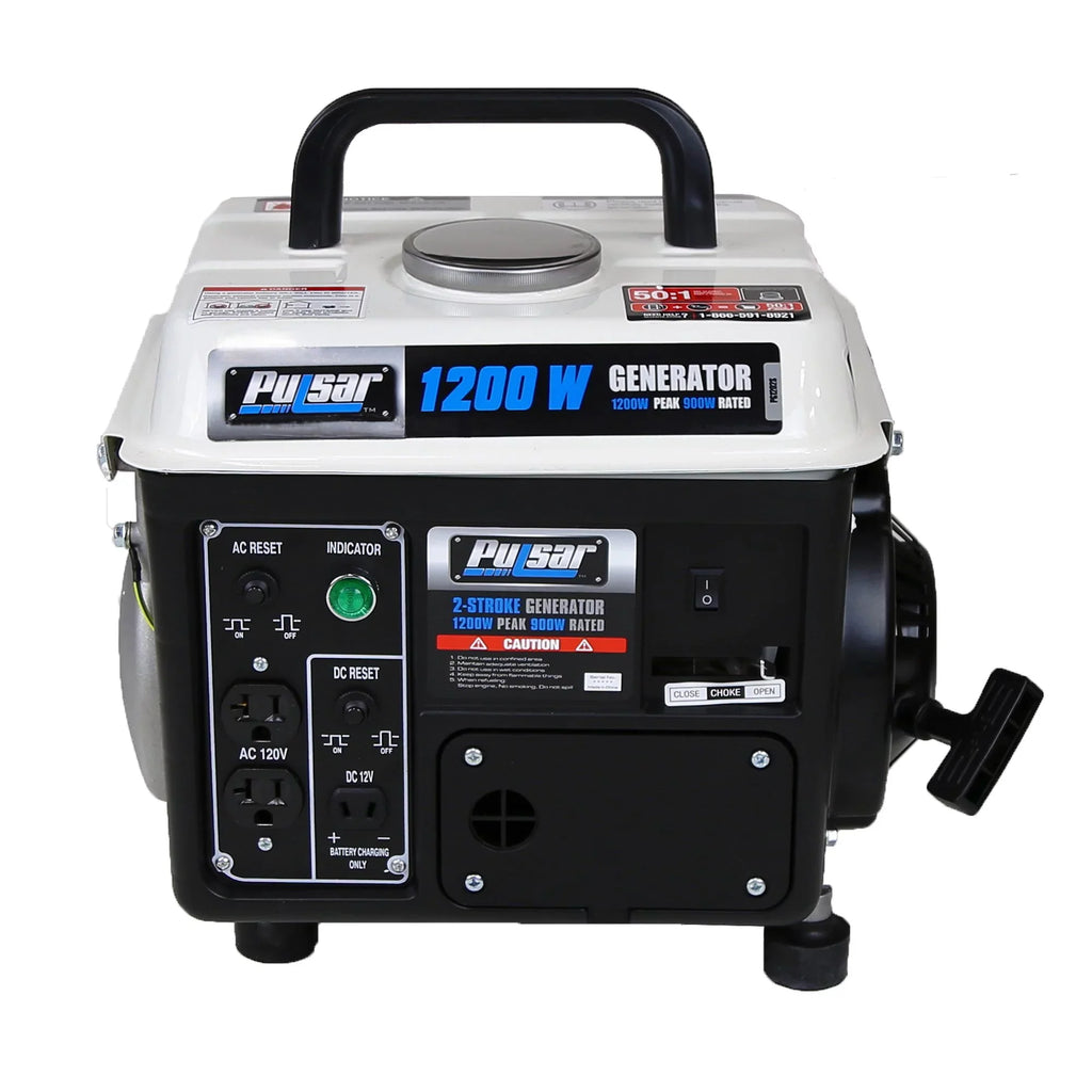 1200 Portable PG1202SA Peak Watt, Running 900 Pulsar Gas Generator Powered Watt 2-Cycle