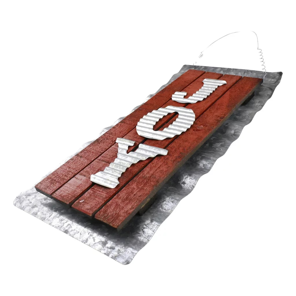 Holiday Corrugated Joy 18-3/4-Inch Sign, Metal Hanging