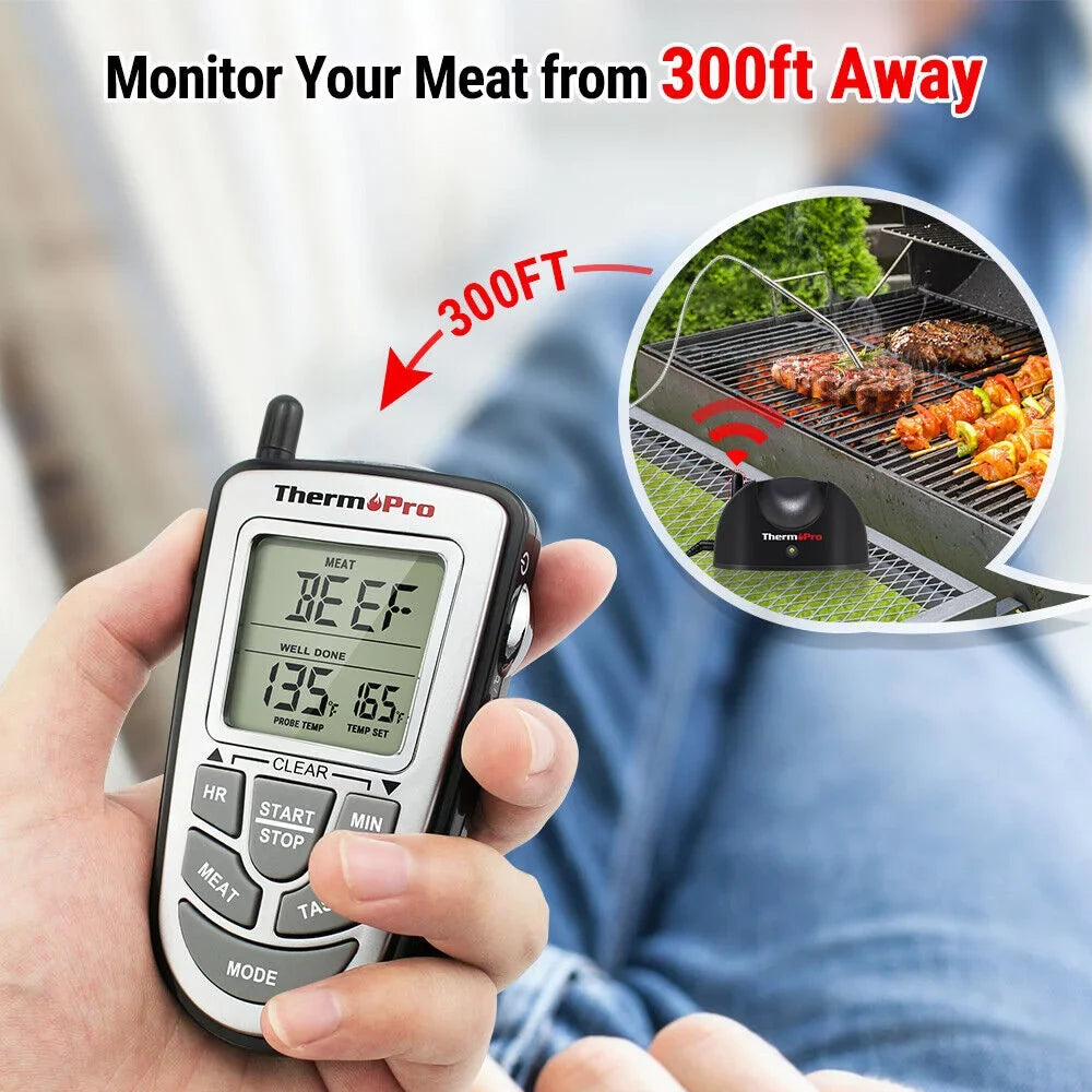 BBQ Food Probe LCD Kitchen Cooking Wireless ThermoPro, Grill Remote Meat Smoke, Oven Thermometer