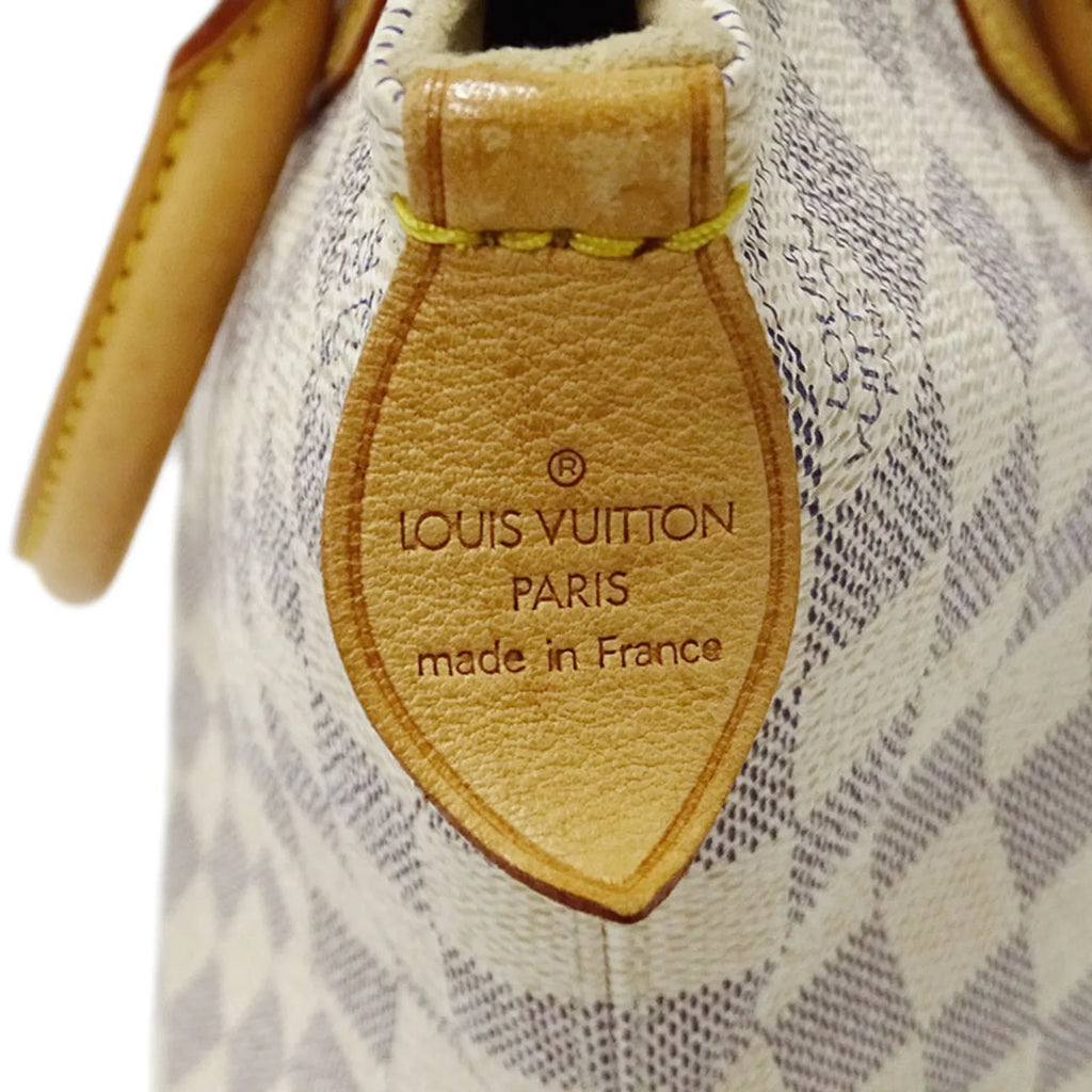 N51186 Louis Ladies PM Vuitton VUITTON Used Saleya Tote Handbag LOUIS Damier Gray Authenticated Azul White Bag