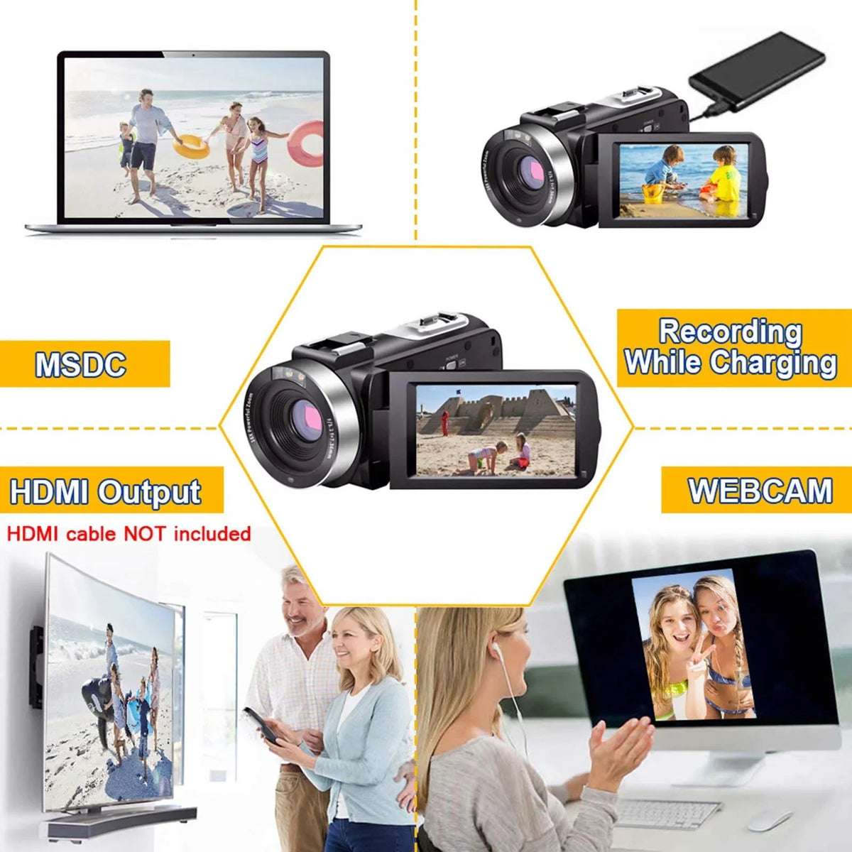 Camcorder Video Vision 2.7K Camera 30MP Night Full Youtube Video MARVUE IR Digital HD Recorder 30FPS Camera for Vlogging Camera