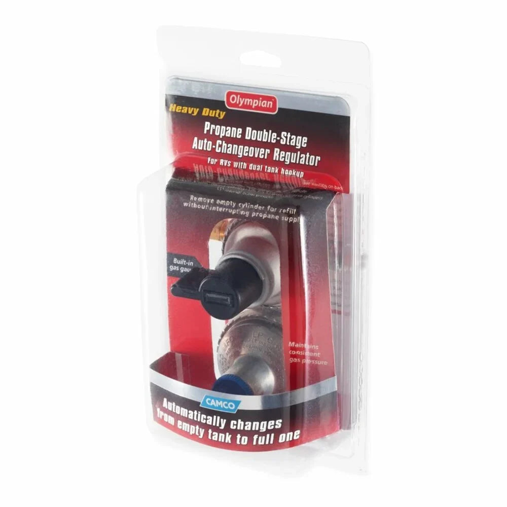 For Propane Dual Regulator- Camco Full a with Change With Hookups, (59005) Auto to Empty Auto-Changeover RVs From Tank Constant Double-Stage Tanks Propane Gas Maintains Pressure